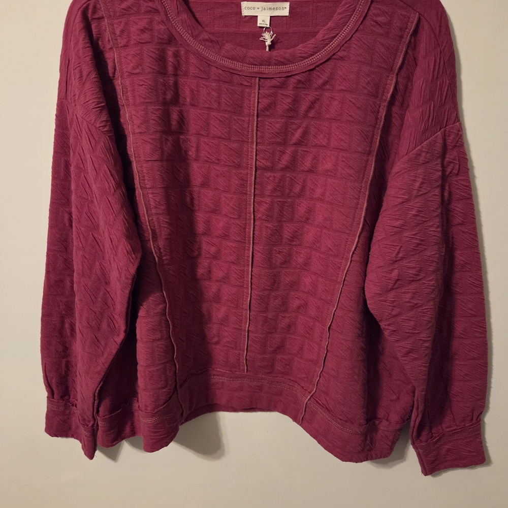 Coco + Carmen Women's Berry Textured Sweatshirt